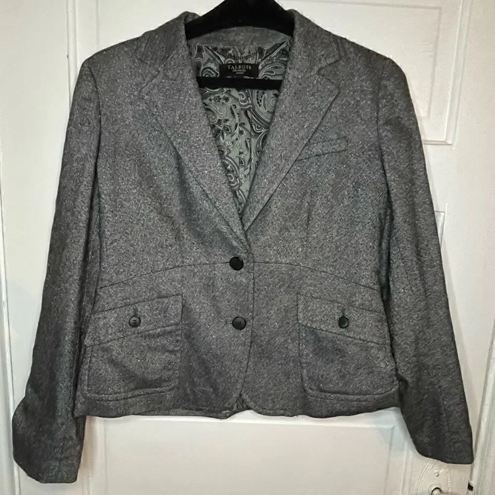 Talbots Wool Blend Lined Blazer Size 12P Petite